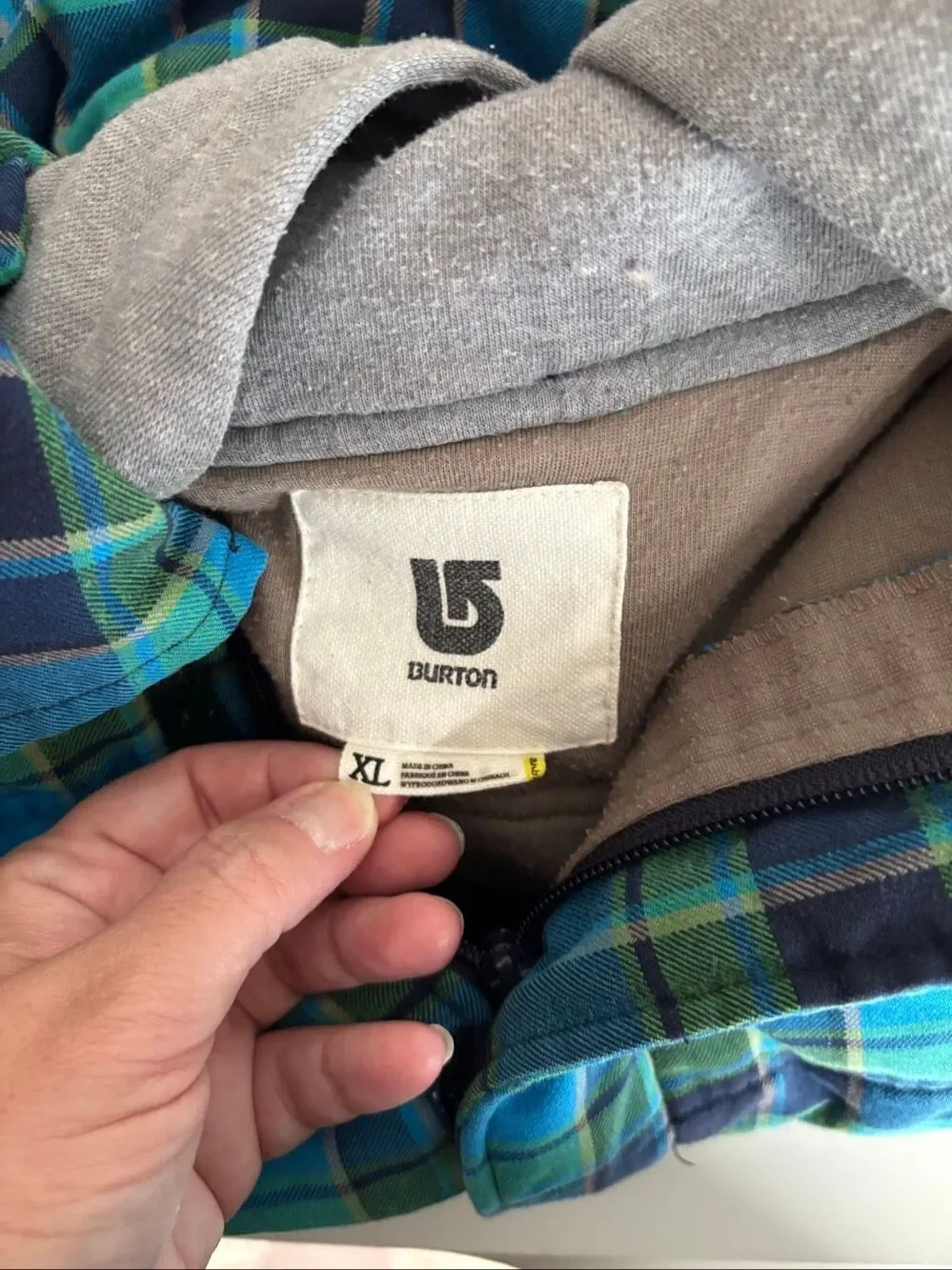 Burton Double Down Fleece Boys Plaid Jacket XL Hoodie